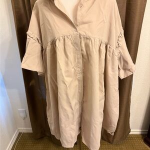 Boohoo Beige Button-Up Blouse